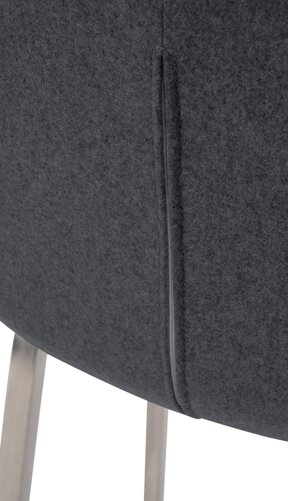 BARHOCKER Filz grau - Edelstahlfarben/Grau, Textil/Metall (58/108/56cm) - CLP