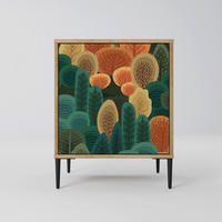 SIDEBOARD AUTUMN KALEIDOSCOPE, Eichefarben, 57,5x42x72,5 cm, Schwarze Metallfüße - Eichefarben/Multicolor, Holzwerkstoff/Metall (57.5/72.5/42cm) - SpaceRebels