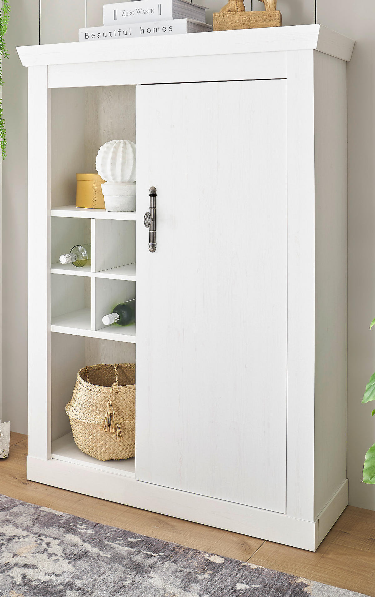 KOMMODE weiß Pinie Landhaus, Highboard 105 x 146 cm, Soft-Close-Funktion - Weiß, Holzwerkstoff/Kunststoff (107/146/38cm) - Furn.Design