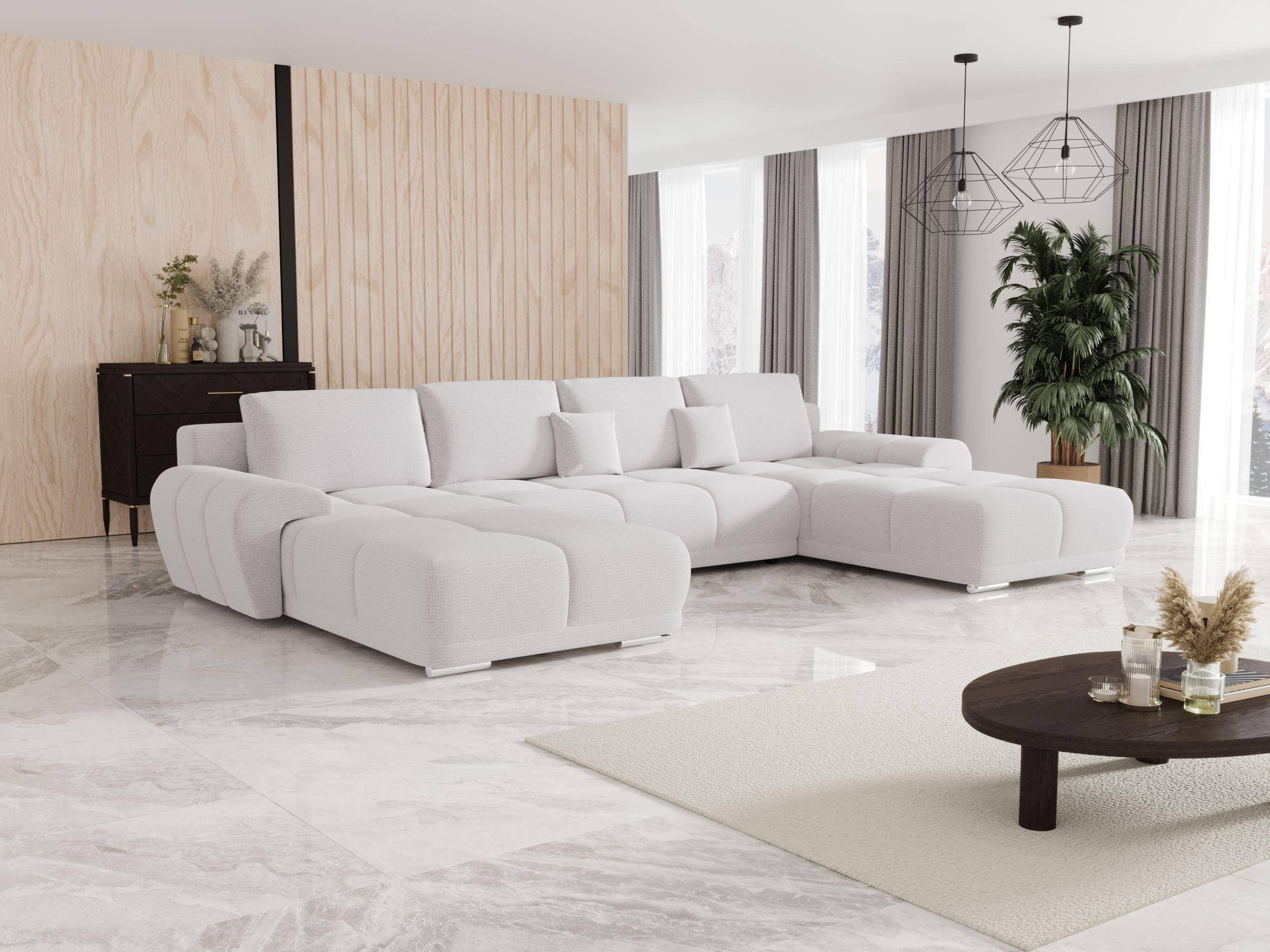 ECKSOFA BEGA U Links ARAGON 01 mit Schlaffunktion - Weiß, Textil (372/87/185cm) - Bedante
