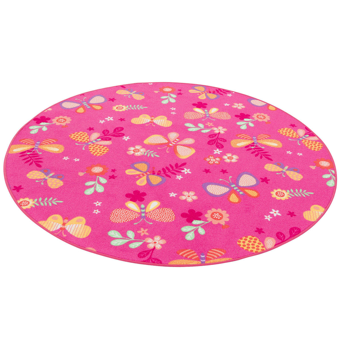KINDER SPIEL TEPPICH SCHMETTERLING RUND - Pink, Textil (160/160cm) - Snapstyle