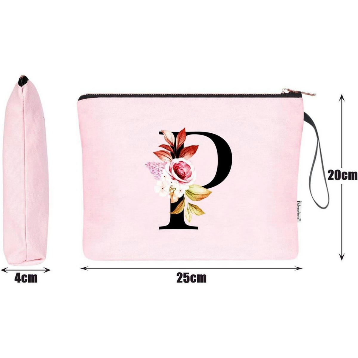 KOSMETIKTASCHE mit Initialdruck P Pink - Rosa, Textil (5/16/24cm)