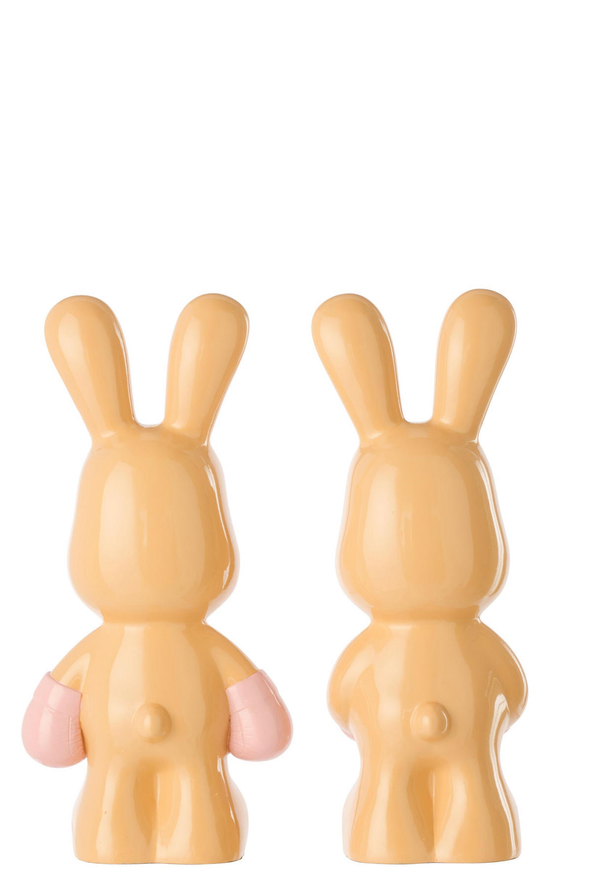 DEKOOBJEKT KANINCHEN RAY BOXEN (2ER SET) - Orange, Glas/Naturmaterialien (13/36/16.5cm) - J-Line