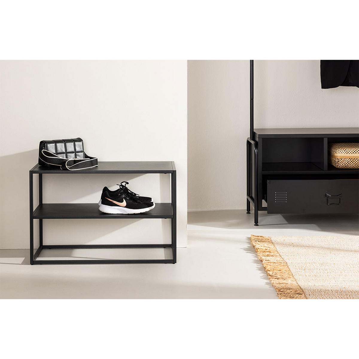 SCHUHREGAL, Curitiba, Schwarz, Stahl, 70 x 33 x 45 cm - Schwarz, Metall (70/45/33cm) - ebuy24