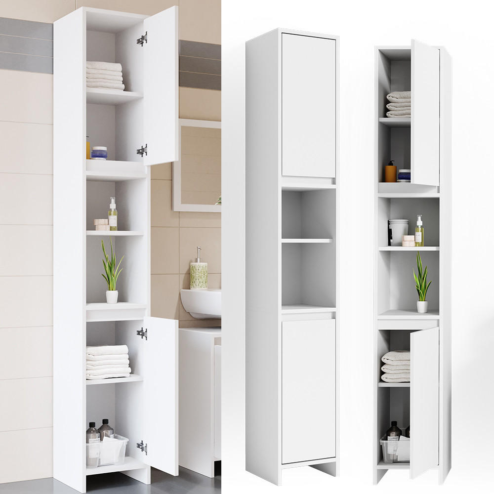 BADSCHRANK Emma Weiß 30 x 190 cm - Weiß, Holzwerkstoff (30/190/30cm) - Vicco