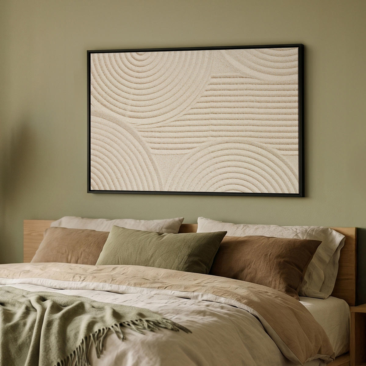 LEINWAND Bilder mit Rahmen - Muster - Abstrakt - Weiß - 90x60 - Beige, Textil (90/60cm) - MuchoWow