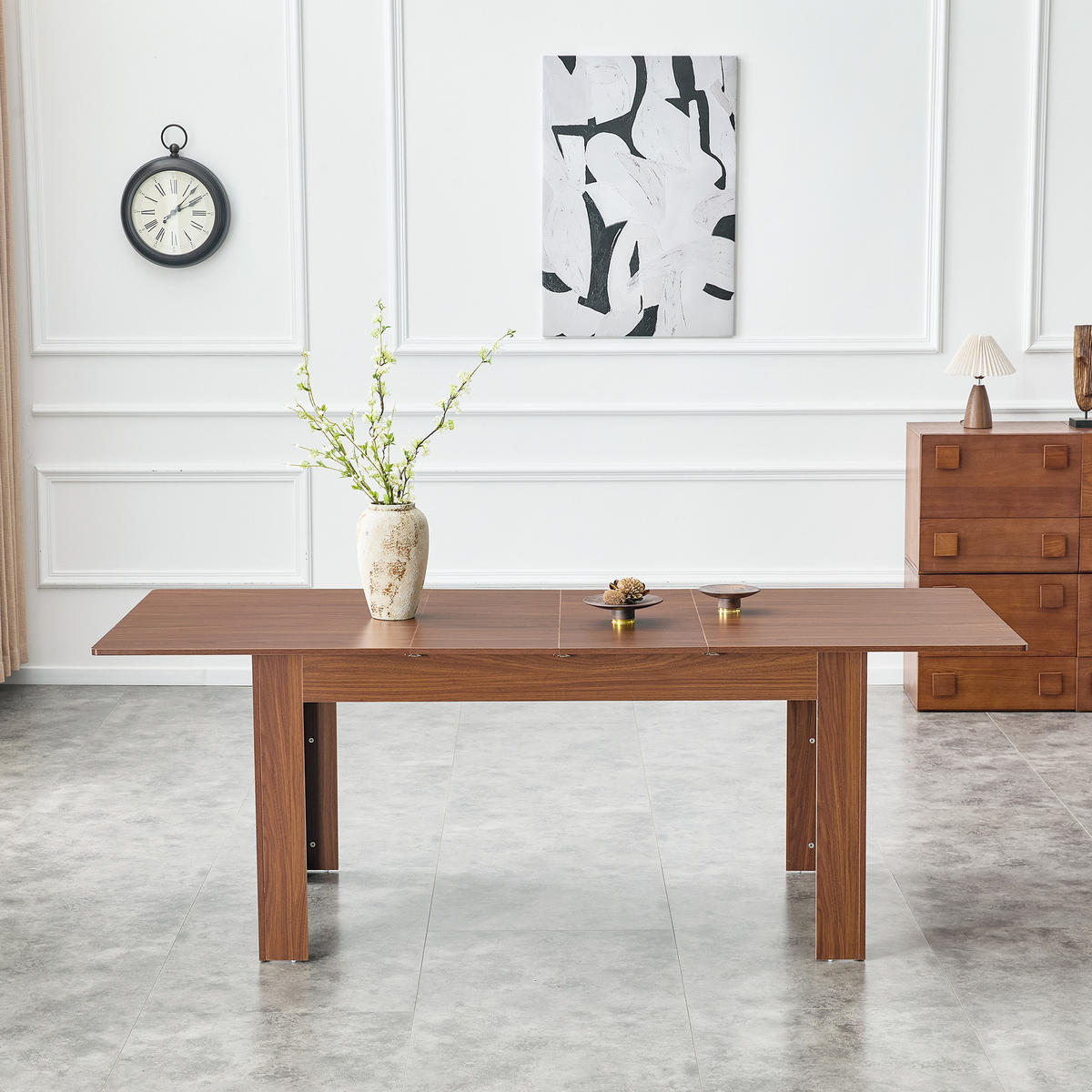 ESSTISCH Nussbaum mit zwei tropfenförmigen Einlegeplatten 220/88.5/77 cm - Walnussfarben, Holz (88.5/220/77cm) - Oxeza