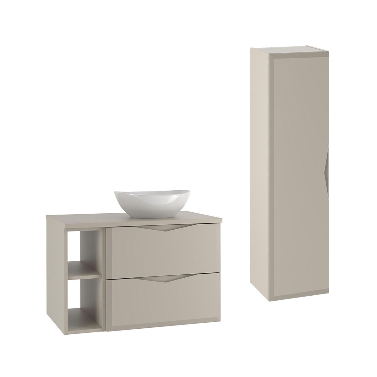 BADMÖBEL 80.6cm Ellie 2er-Set Kaschmir - Beige, Holzwerkstoff (80.6/52.2/46.5cm) - Petits-meubles