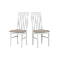 STUHL NILO 1 (2er Set) - Weiß/Cappuccino, Holz (43/96/40cm) - Leaf Design