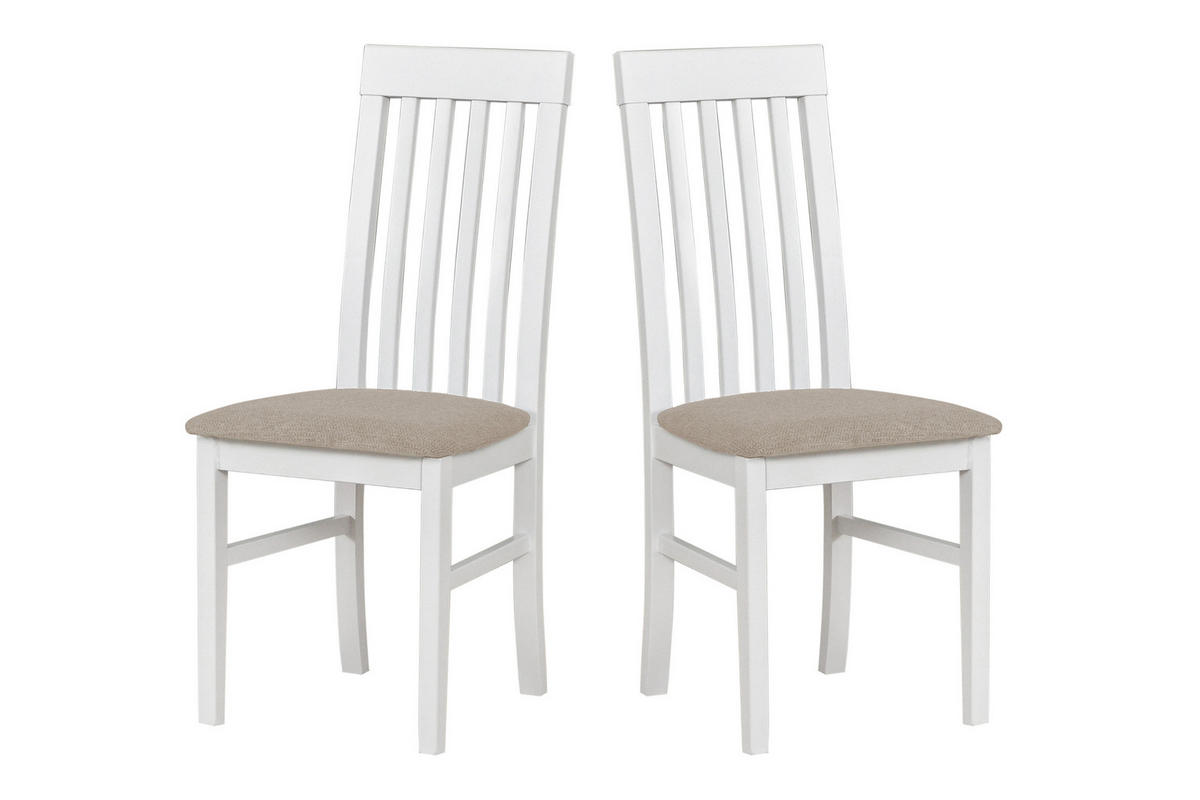 STUHL NILO 1 (2er Set) - Weiß/Cappuccino, Holz (43/96/40cm) - Leaf Design