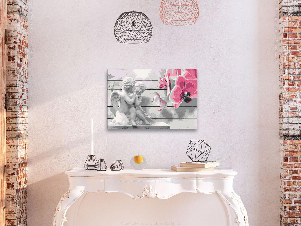 MALEN NACH ZAHLEN 50/40 cm - Pink/Grau, Textil (1.4/40cm) - KUNSTLOFT