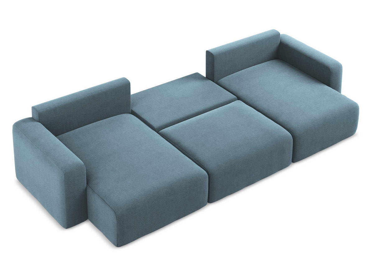 WOHNLANDSCHAFT Strukturstoff Stoff Blau - Blau/Schwarz, Kunststoff/Textil (332/79/149cm) - Makamii