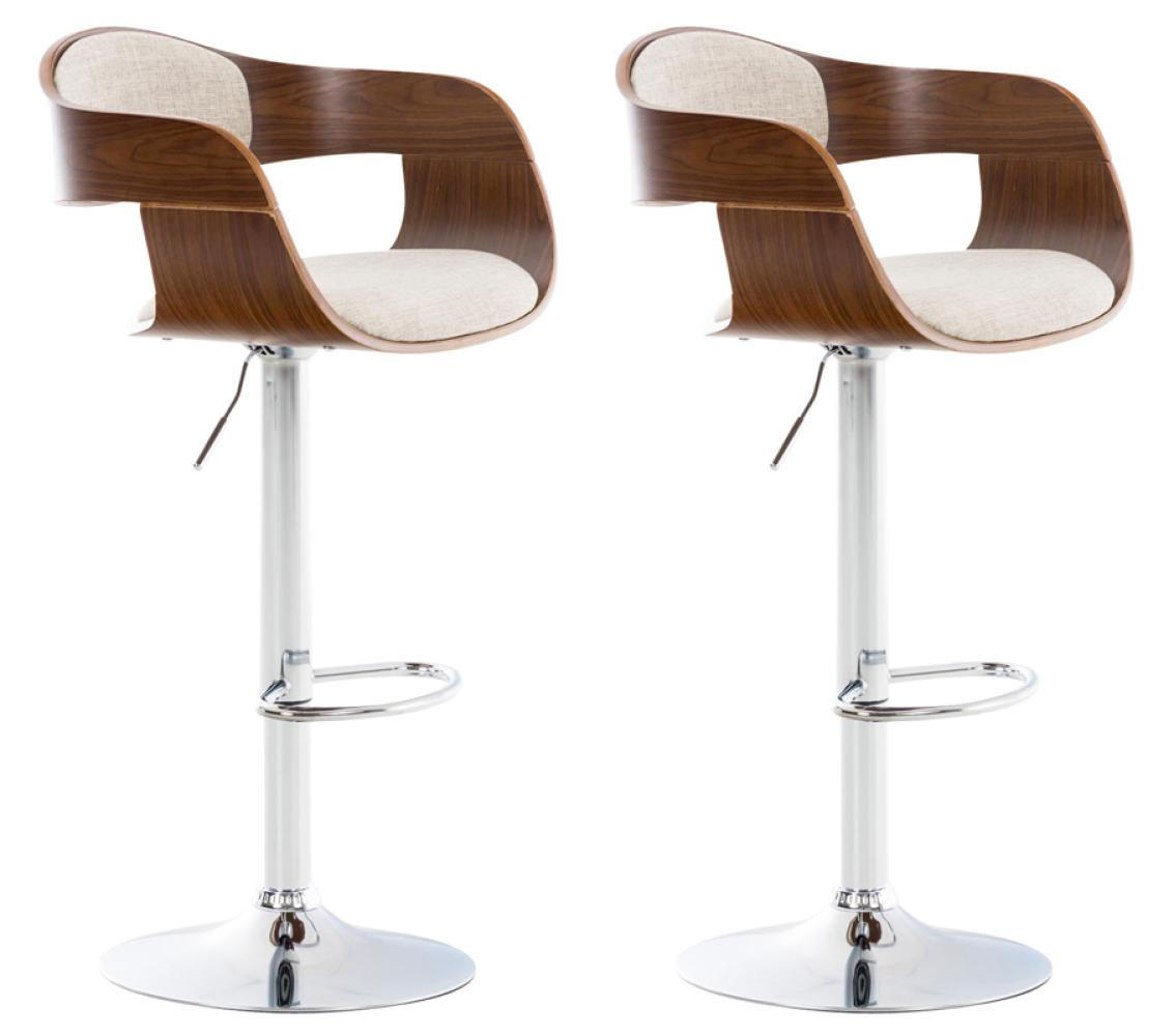 BARHOCKER 2er Set Stoff walnuss/creme - Chromfarben/Walnussfarben, Textil/Metall (50/88/48cm) - CLP