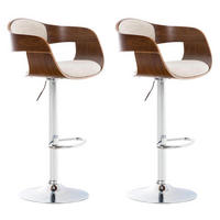 BARHOCKER 2er Set Stoff walnuss/creme - Chromfarben/Walnussfarben, Textil/Metall (50/88/48cm) - CLP