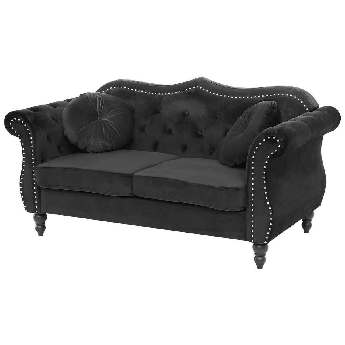 5-SITZER SOFA SET Samtstoff Schwarz Skien - Schwarz, Textil (200/91/83cm) - Beliani