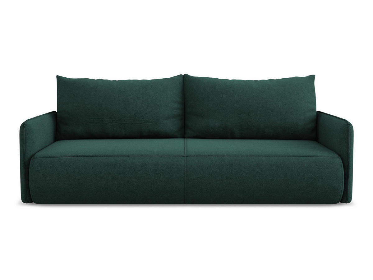 3-SITZER SOFA mit Schlaffunktion Strukturstoff Stoff Grün - Dunkelgrün/Schwarz, Kunststoff/Textil (216/86/105cm) - Makamii