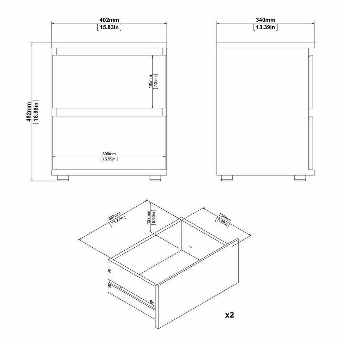 NACHTTISCH Eiche 34/40.2/48.2 cm - Braun, Holzwerkstoff (40.2/48.2/34cm) - DMORA