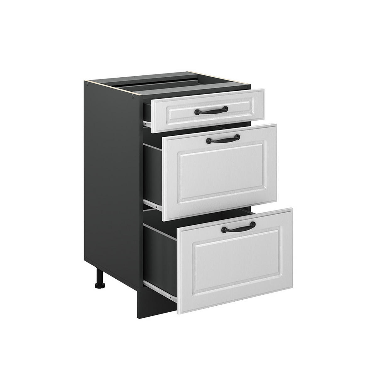 KÜCHENUNTERSCHRANK R-Line, Weiß Landhaus/Anthrazit, 50 cm Arbeitsplatte Marmor - Anthrazit/Weiß, Holzwerkstoff (50/81.6/60cm) - Vicco