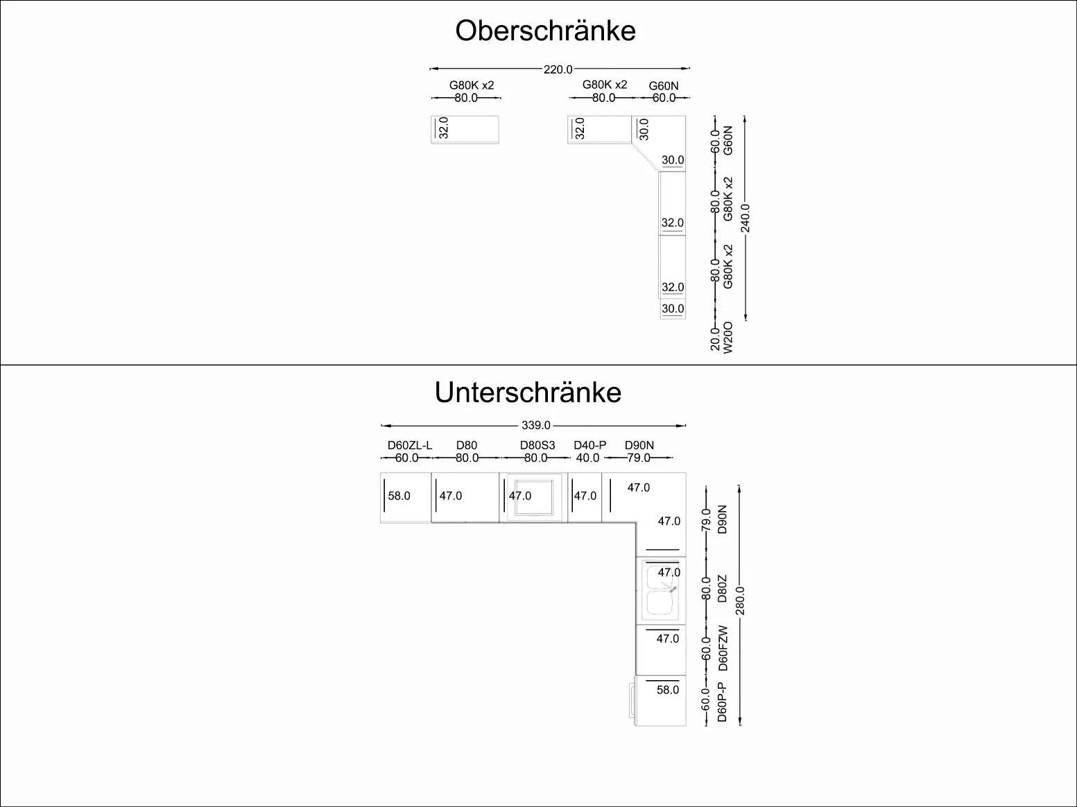 ECKKÜCHE - 340x280 cm Glanzia – KU-S19 – Weiß Hochglanz - Weiß Hochglanz, Holzwerkstoff (340/212/280cm) - hi-markt