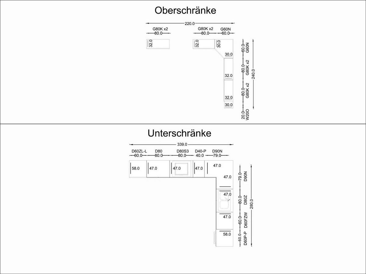 ECKKÜCHE - 340x280 cm Glanzia – KU-S20 – Grau Hochglanz - Grau, Holzwerkstoff (340/212/280cm) - hi-markt