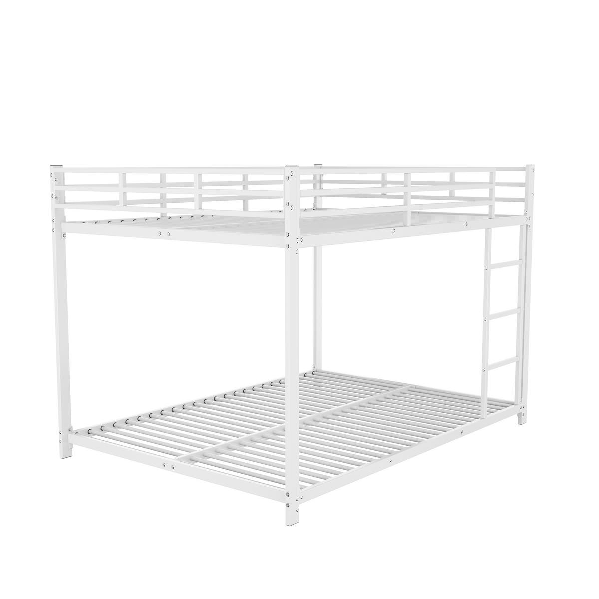 ETAGENBETT 140/200 cm Weiß Metall mit Sicherheitsleisten - Weiß, Metall (140/200cm) - OKWISH