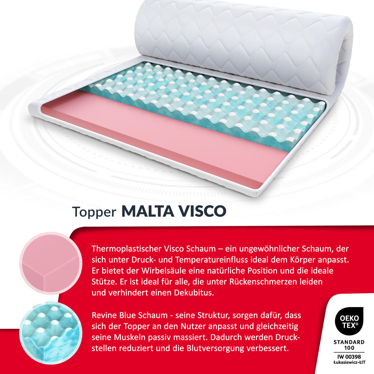 TOPPER Malta Visco 8 - Weiß, Textil (180/200cm) - FDM
