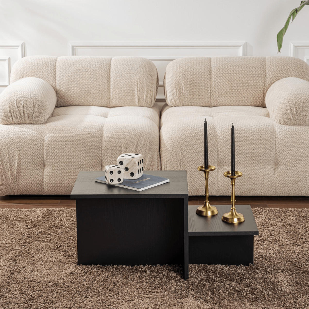 COUCHTISCH mit 2 Ebenen - harmony 77/40/40 cm - Schwarz, Holzwerkstoff (77/40/40cm) - Calicosy