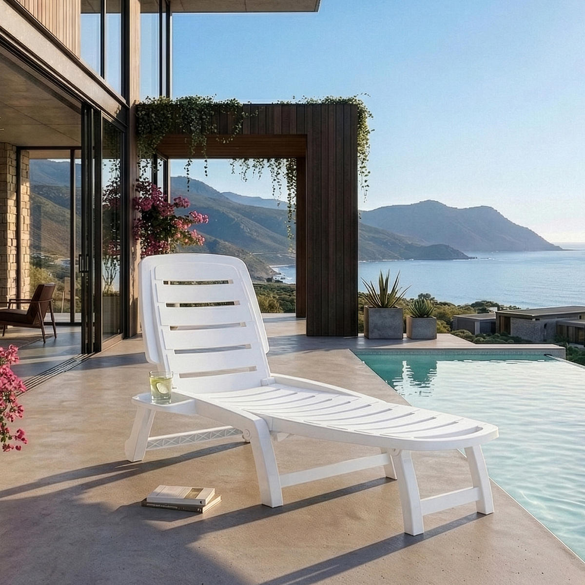 SONNENLIEGE BURRA, Weiß - Weiß, Kunststoff (64/87/146cm) - KONSIMO®