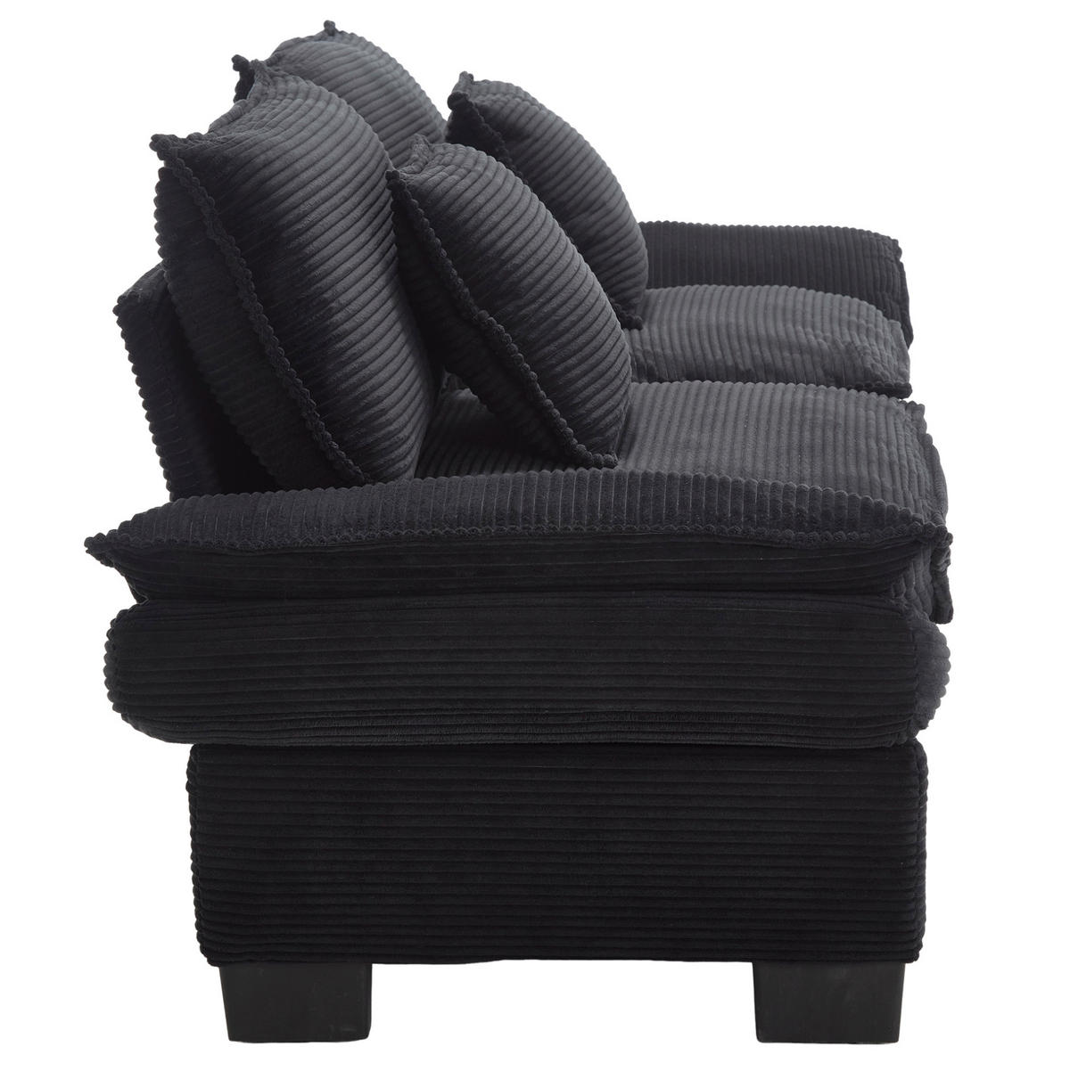 SOFA für 2 Personen mit Velvet-Bezug in Schwarz 224/81/81 cm - Schwarz, Textil (224/81/81cm) - OKWISH