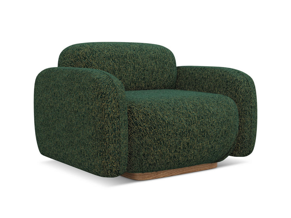SESSEL Strukturstoff Stoff Grün - Dunkelgrün/Braun, Holz/Textil (110/73/95cm) - Makamii