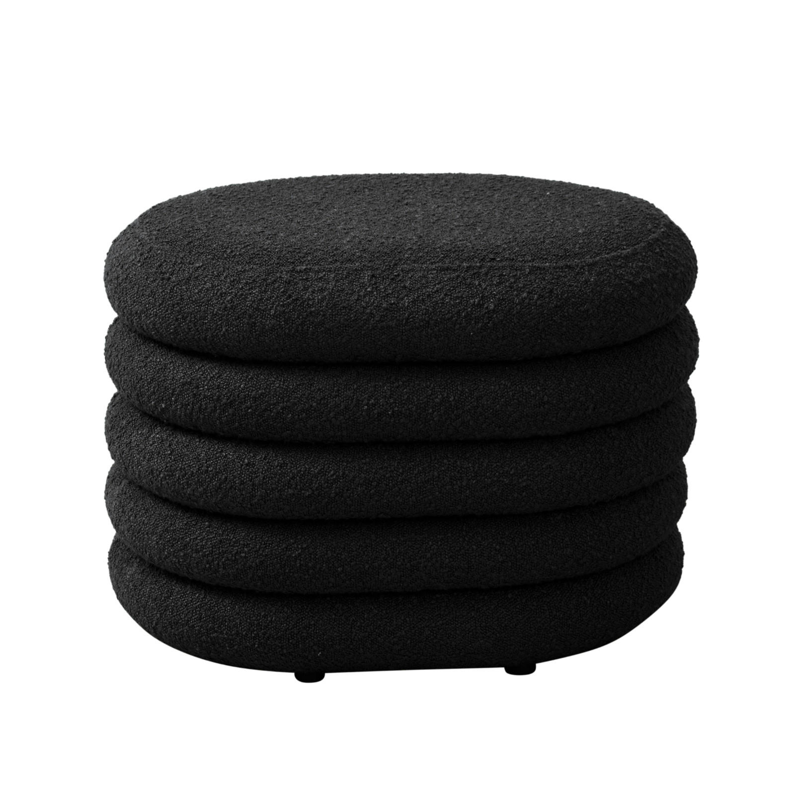 HOCKER Blossom S mit Stauraum Sitzhocker Ottomane Boucle-Polster Schwarz - Schwarz, Textil (60/42/45cm) - SVITA