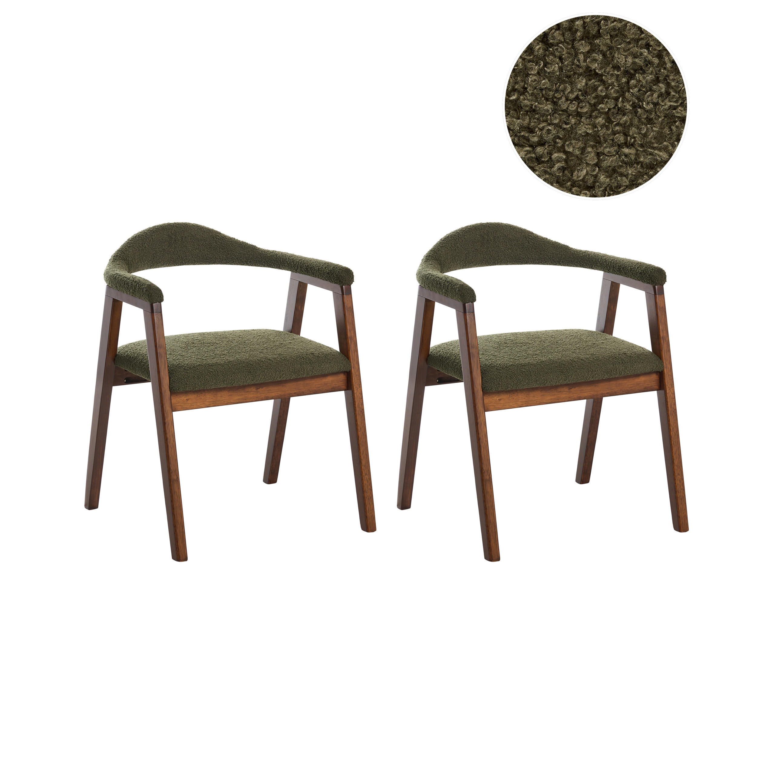 ESSZIMMERSTUHL 2er Set Holz Braun/Grün Oneco - Braun, Holz (56/72/62cm) - Beliani