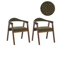 ESSZIMMERSTUHL 2er Set Holz Braun/Grün Oneco - Braun, Holz (56/72/62cm) - Beliani