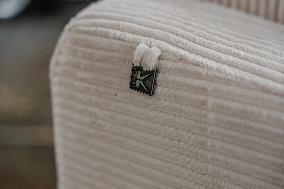 SOFA KIANA Cremeweiß Cord Relaxfunktion - Creme/Schwarz, Kunststoff/Textil (227/80/110cm) - KAWOLA