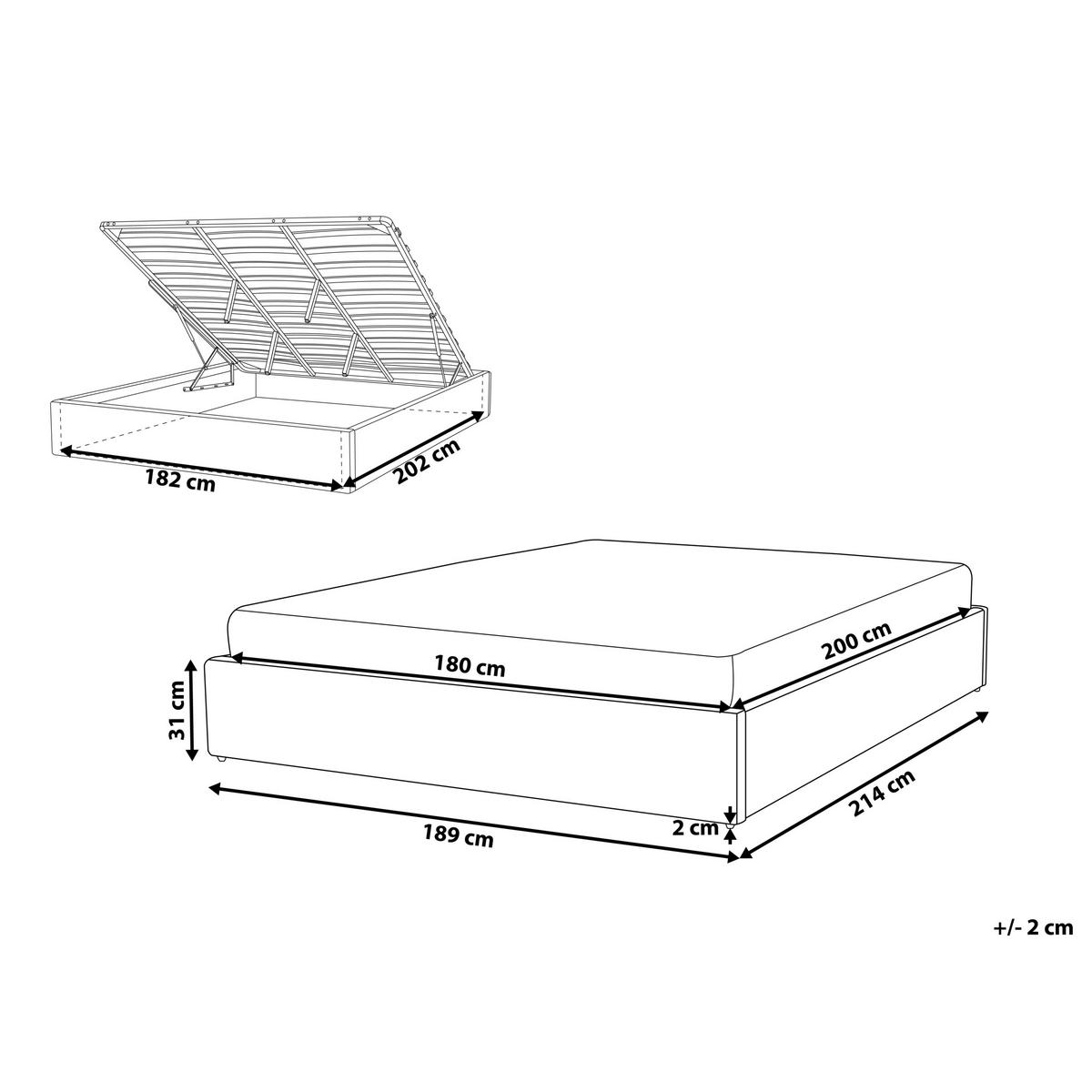 BETT mit Stauraum 180/200 cm Cremeweiß Dinan - Weiß, Textil (180/200cm) - Beliani