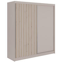 SCHWEBETÜRENSCHRANK mit Lamellen LUMOS - 200 - Kaschmir und Eiche Artisan - Kaschmir/Alufarben, Holzwerkstoff/Metall (200/216/61cm) - MKS