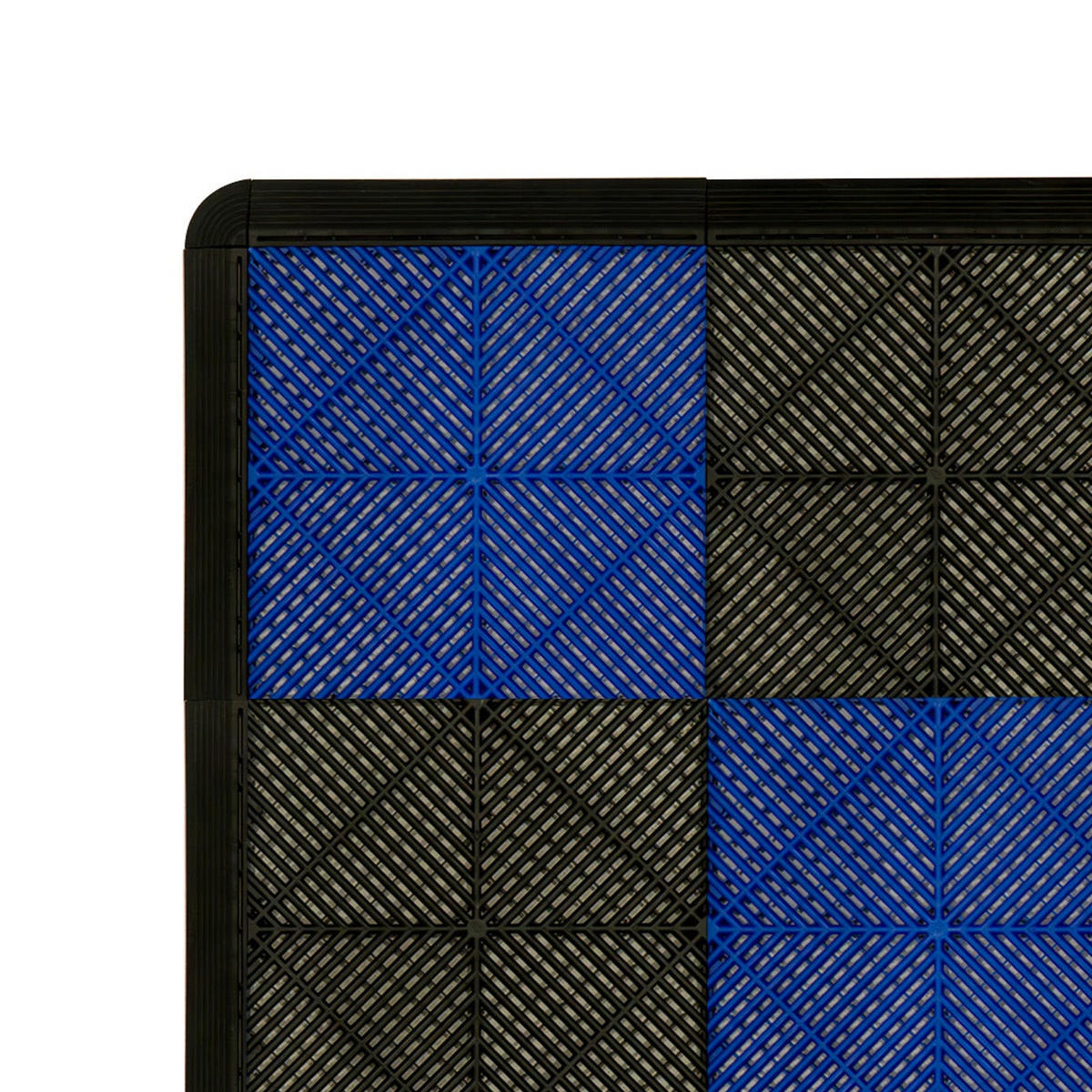 GARAGENBODENFLIESEN Belüftete mit Kanten – 60 Schwarz und 60 Blau - Schwarz, Kunststoff (40/1.8/40cm)