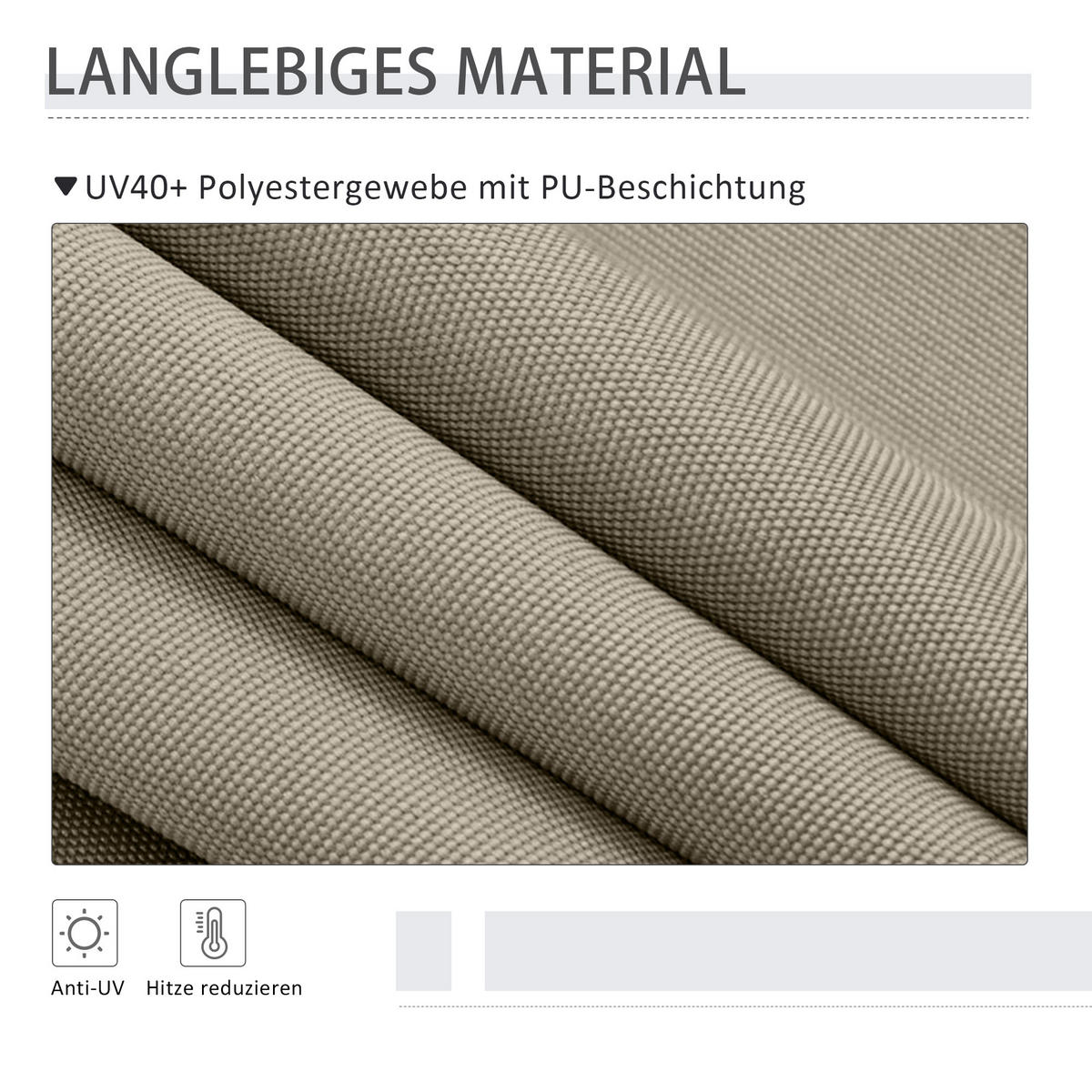 MARKISE, Dunkelgrau, Aluminium, Eisen, Polyester - Sandfarben, Metall (3.8/305/200cm) - Outsunny