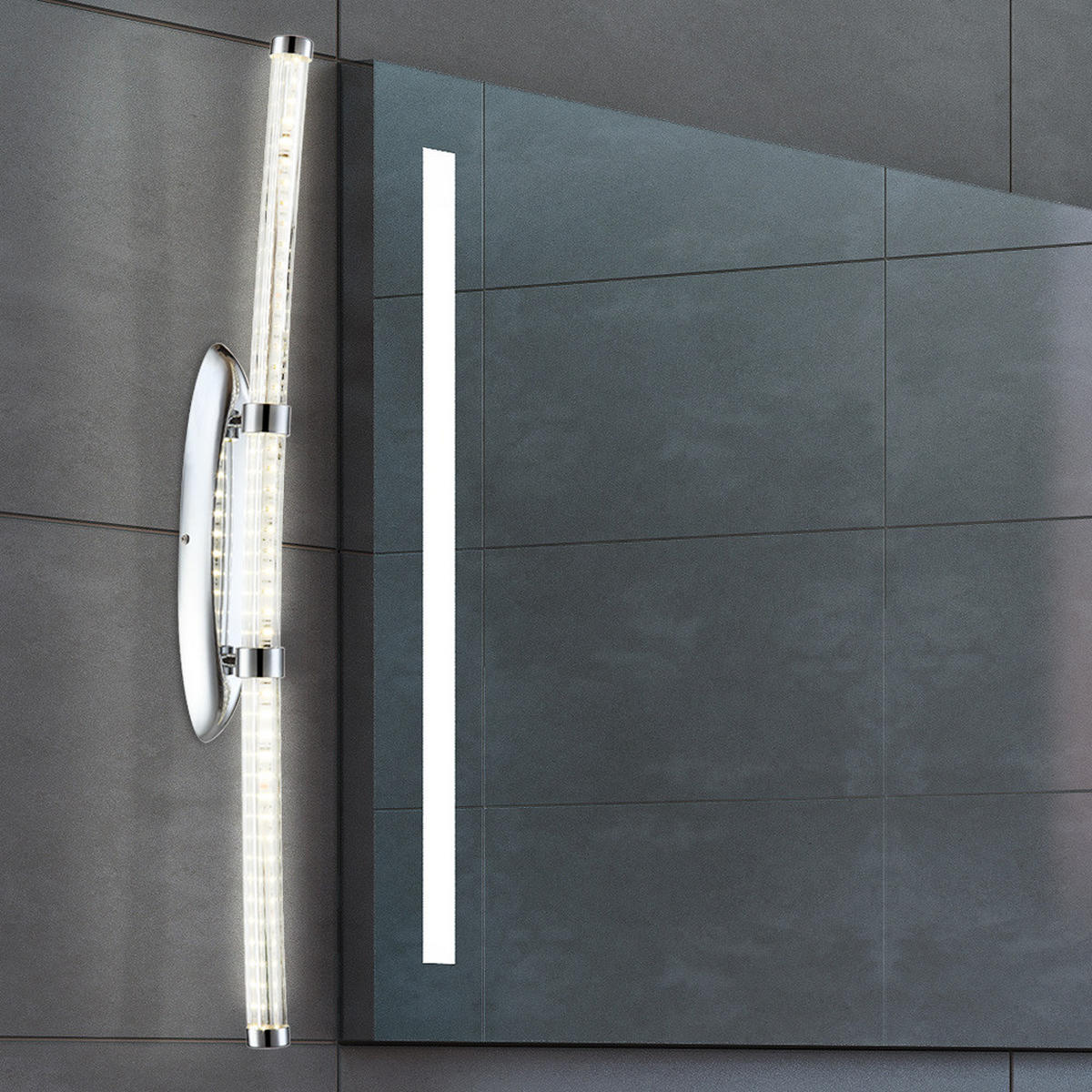 LED WANDLEUCHTE Candy Chrom Silber - Silberfarben, Metall (7/11/81.4cm) - Globo Lighting