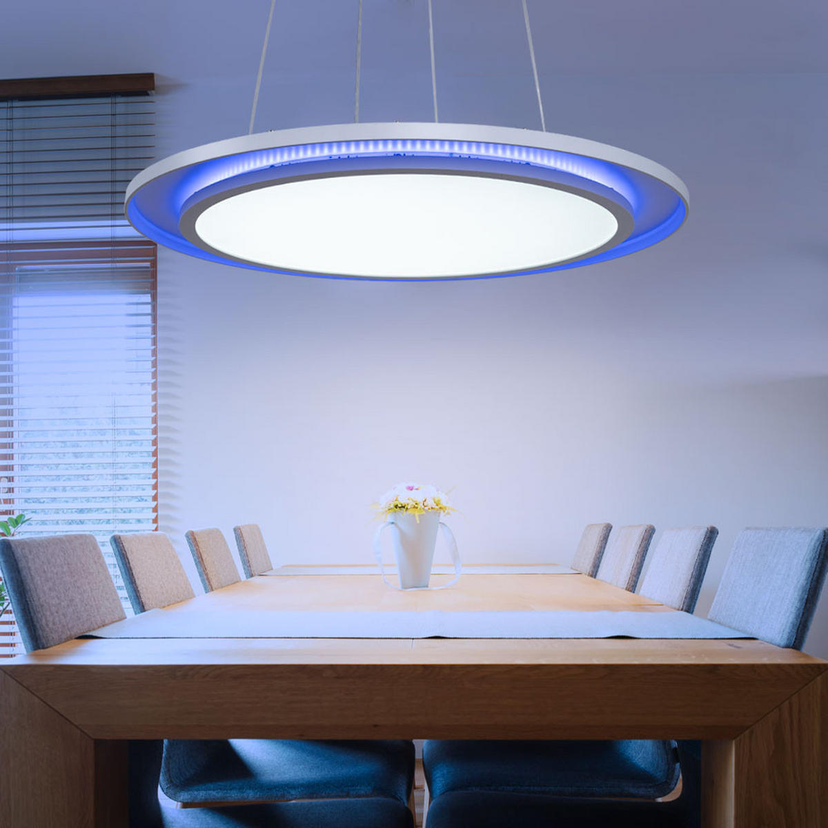 LED HÄNGELAMPE Weiß dimmbar RGB - Weiß, Metall (60/60/120cm) - Globo Lighting