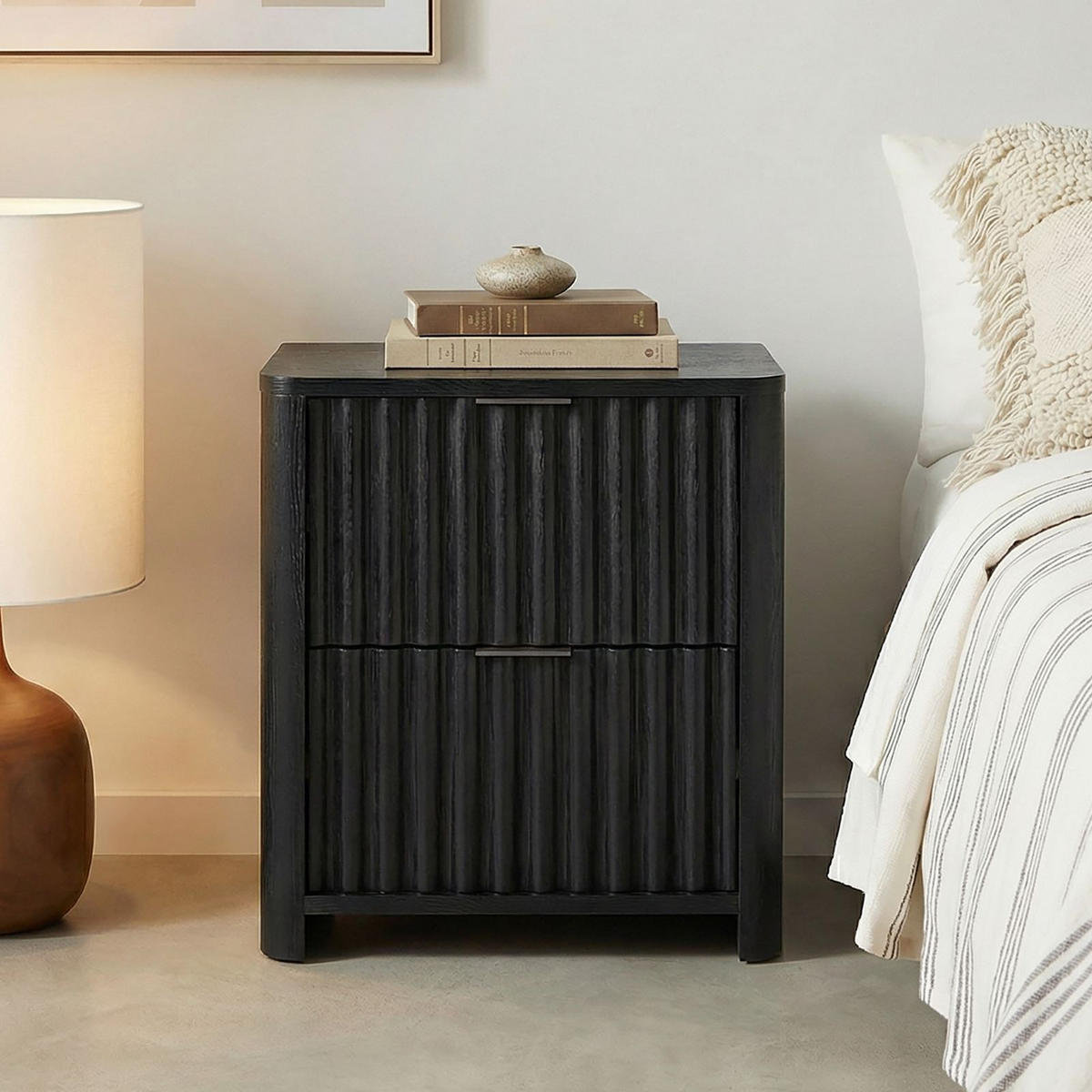 NACHTTISCH ELLA schwarz - Schwarz, Holzwerkstoff (45/50/39cm) - IDIMEX