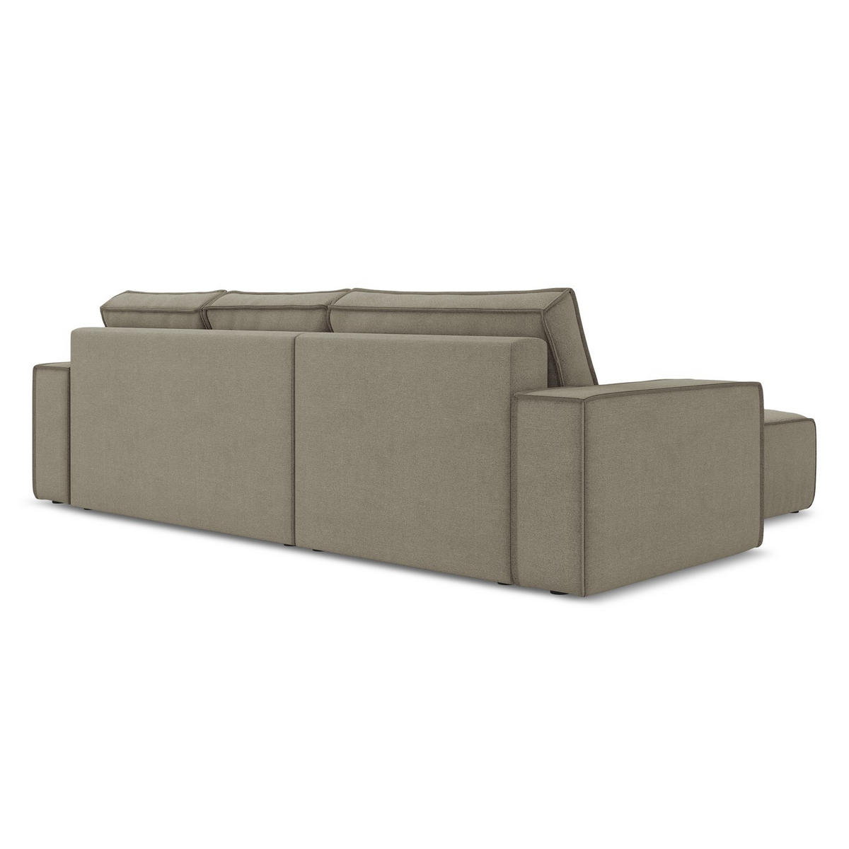 ECKSOFA mit Schlaffunktion Strukturstoff Stoff Beige - Beige/Schwarz, Kunststoff/Textil (185/290cm) - LaMiaSofa