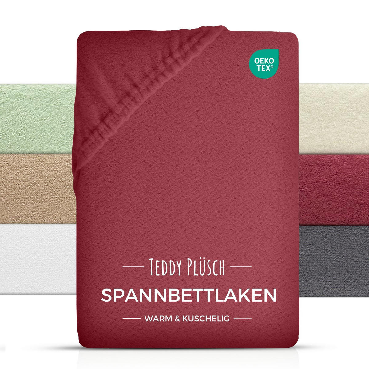 TEDDY-PLÜSCH-SPANNBETTLAKEN 160x200 cm Warmes Winter Bettlaken Rot - Bordeaux, Textil (160/200cm) - Carpe Sonno