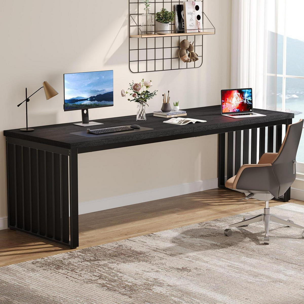 SCHREIBTISCH 180 cm Schwarz - Schwarz, Holzwerkstoff (60/180/76cm)