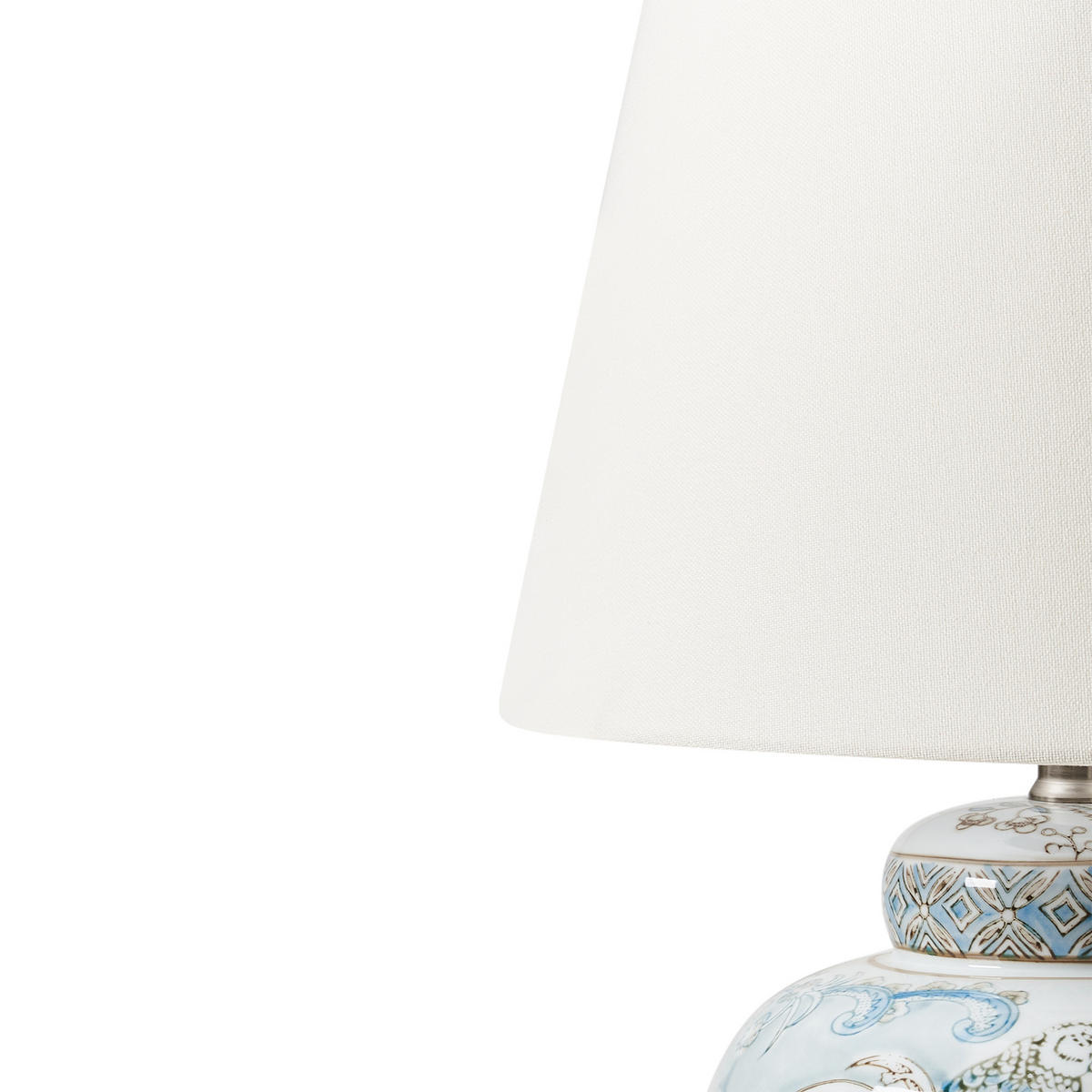 TISCHLEUCHTE Weiß/Blau Jamapa - Blau/Weiß, Keramik (32/32/50cm) - Beliani