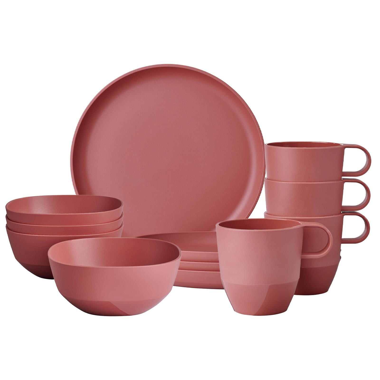 FRÜHSTÜCKS-SET Silueta Vivid Mauve 12er Set - Rot/Rosa, Kunststoff (1/1/1cm) - Mepal