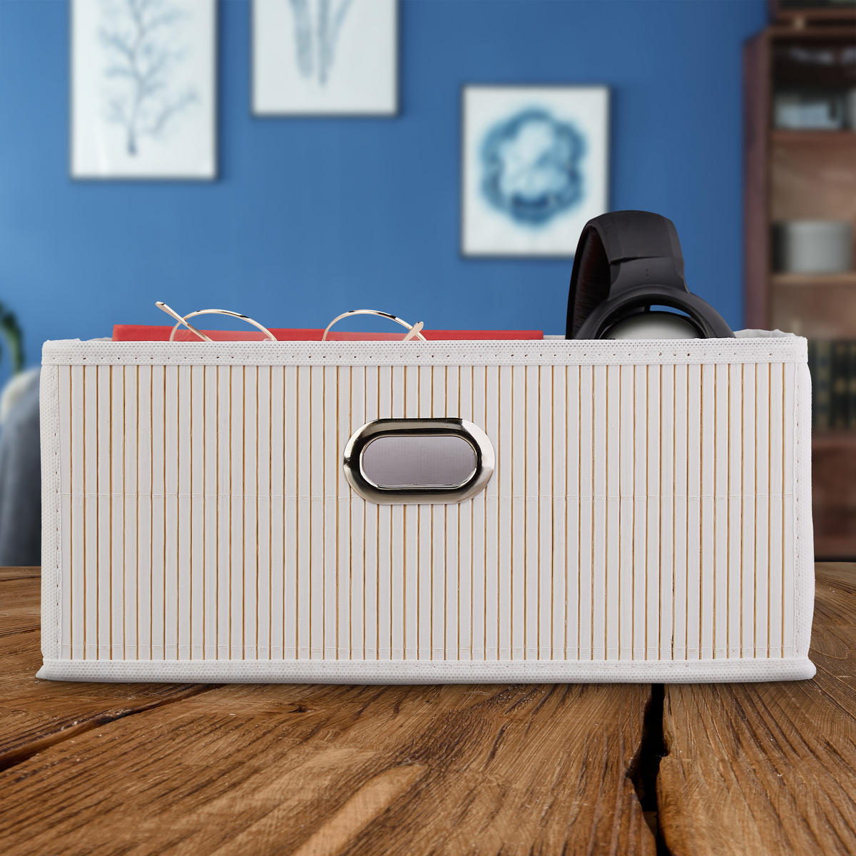 AUFBEWAHRUNGSKORB - Weiß, Holz/Wellpappe (31/14/31cm) - Relaxdays