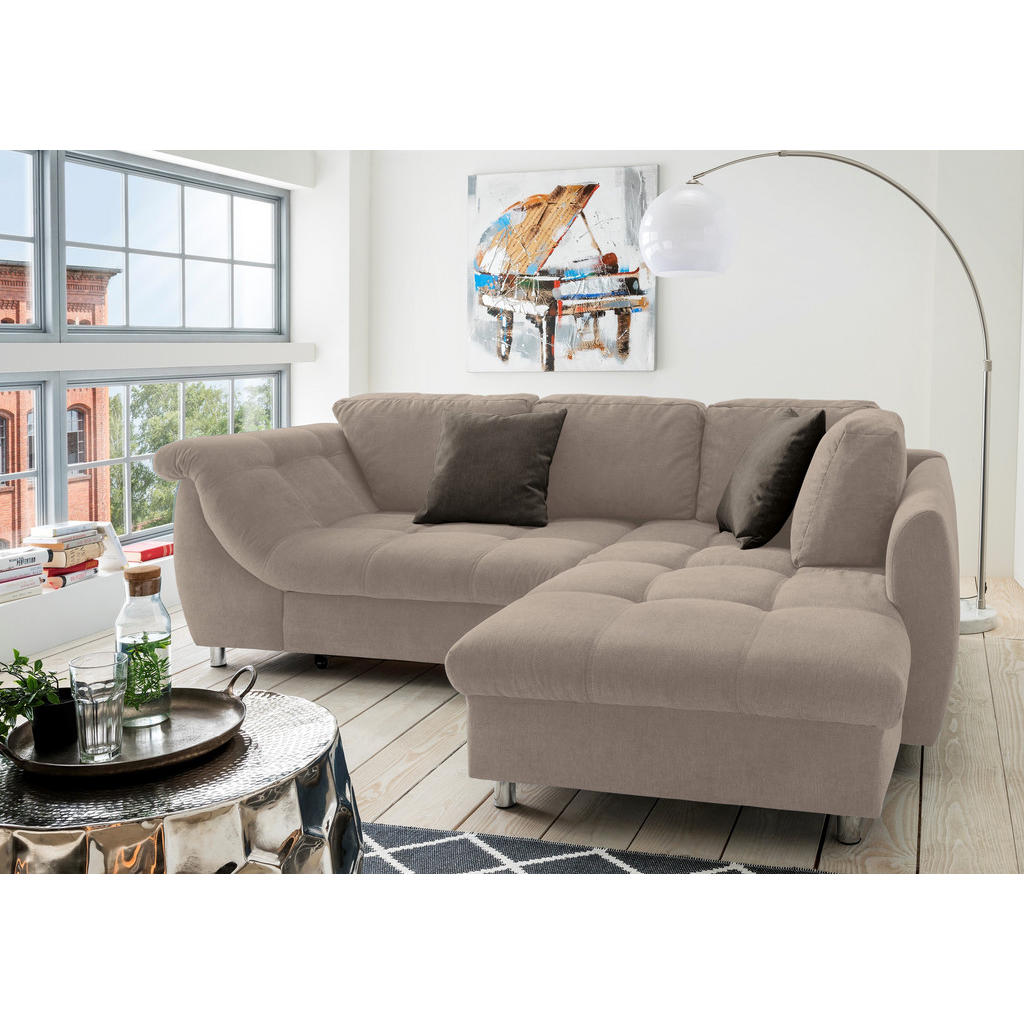 Thumbnail - luma-home Ecksofa, Hellbraun, Textil, 3-Sitzer, Füllung: Polyurethan (Pur), L-Form, Eckteil, einzeln stellbar, Ottomane ...