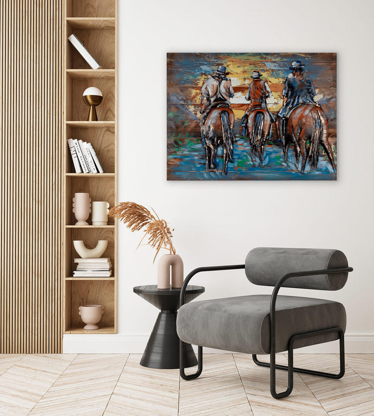 HOLZBILD Braun 100/75 cm - Braun, Holz/Metall (4.6/75cm) - KUNSTLOFT
