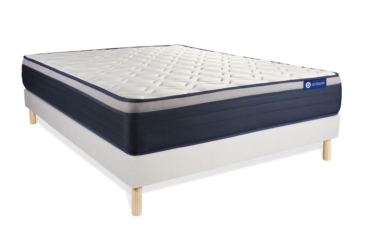 BETT Actimemo max Memory-Schaum 140 x 220 cm h3 - Kit Bettgestell Weiß - Beige/Weiß, Holz (140/220cm) - ACTISOM